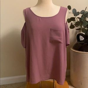Lily White Cold-Shoulder Flowy Tank Purple XL